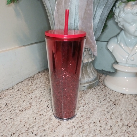 Starbucks Red Metallic With Sparkly Red Glitter 24 Ounce Holiday Venti Cold Cup - Picture 2 of 9